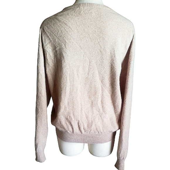 Cashmere Tan Cable Knit Sweater Soft Cozy Warm Luxe Crewneck Pullover Womens 44 - Picture 6 of 10